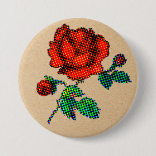 Badge Rond 7,6 Cm Rose Bloom Demi-teinte sur papier brun Beaux-Arts