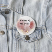 Badge Rond 7,6 Cm Rose & Gold Cloud Coeur Mère du bouton Mariée (En situation)