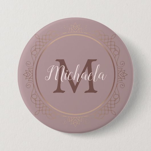Badge Rond 7,6 Cm Rose Gold Elegant Monogramme Modèle moderne (Devant)