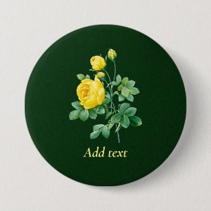 Badge Rond 7,6 Cm Rose jaune et Modèle Rosebustes,