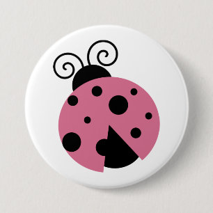 Badge Rond 7,6 Cm Rose Ladybug