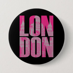 Badge Rond 7,6 Cm Rose Londres