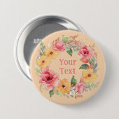 Badge Rond 7,6 Cm Rose lunaire ornement  de fleurs (Devant & derrière)