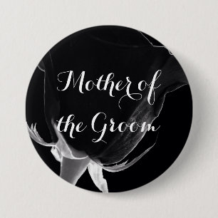 Badge Rond 7,6 Cm Rose Noire