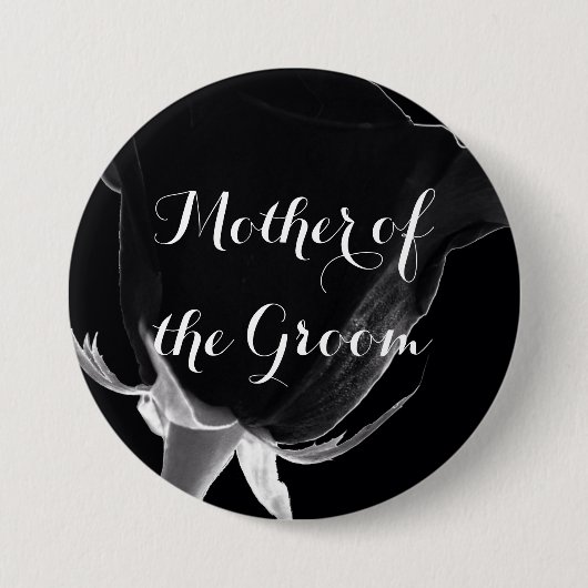 Badge Rond 7,6 Cm Rose Noire (Devant)