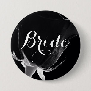 Badge Rond 7,6 Cm Rose Noire