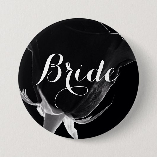 Badge Rond 7,6 Cm Rose Noire (Devant)