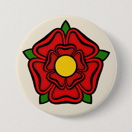 Badge Rond 7,6 Cm Rose rouge de Lancaster, Angleterre Emblème de Pou (Devant)