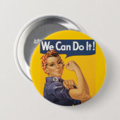 Badge Rond 7,6 Cm Rosie le Riveter "Nous pouvons le faire" (Devant & derrière)