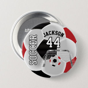 Badge Rond 7,6 Cm Rouge, noir et blanc Personnaliser le ballon de fo