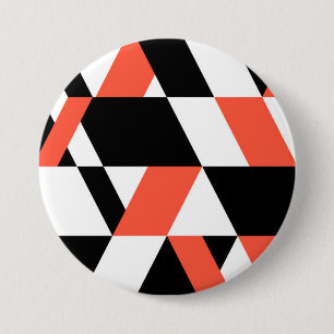 Badge Rond 7,6 Cm Rouge-noir, moderne, tendance, conception géométri