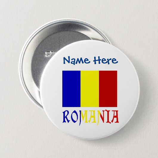 Badge Rond 7,6 Cm Roumanie et Roumanie Drapeau bleu Personnalisation (Devant & derrière)