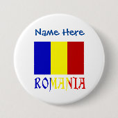 Badge Rond 7,6 Cm Roumanie et Roumanie Drapeau bleu Personnalisation (Devant)