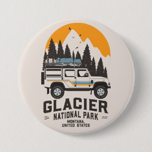 Badge Rond 7,6 Cm Route du parc national du Glacier vintage Montana