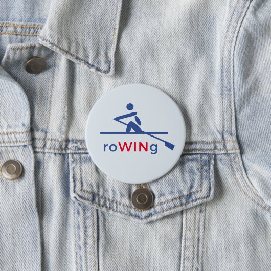 Badge Rond 7,6 Cm RoWINg bleu motivationnel (En situation)