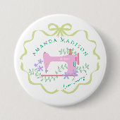 Badge Rond 7,6 Cm Ruban à coudre vert blanc (Devant)