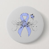 Badge Rond 7,6 Cm Ruban bleu clair avec papillon (Devant)