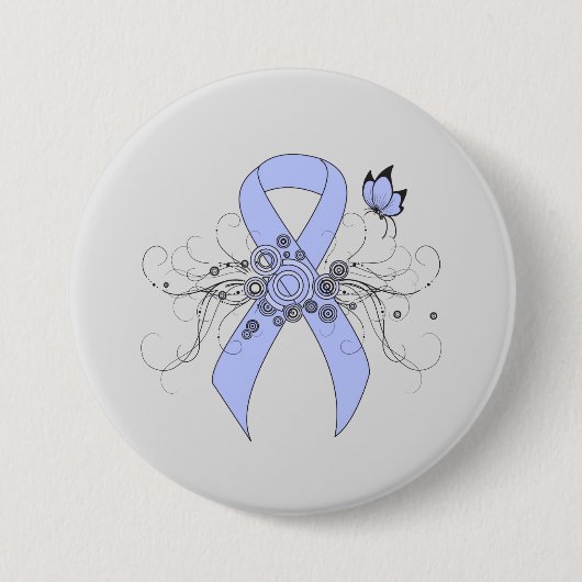 Badge Rond 7,6 Cm Ruban bleu clair avec papillon (Devant)
