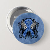 Badge Rond 7,6 Cm Ruban bleu Paisley avec ailes (Devant & derrière)