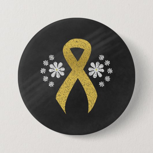 Badge Rond 7,6 Cm Ruban Chalkboard Gold Awareness (Devant)