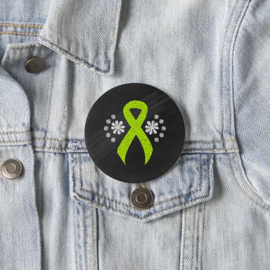 Badge Rond 7,6 Cm Ruban Chalkboard Lime Green Awareness (En situation)