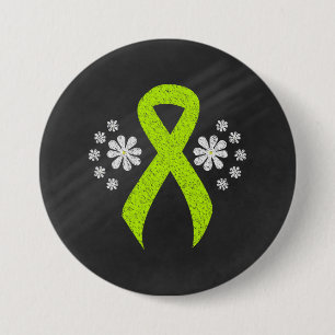 Badge Rond 7,6 Cm Ruban Chalkboard Lime Green Awareness
