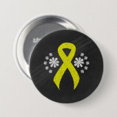 Badge Rond 7,6 Cm Ruban Chalkboard Yellow Awareness (Devant & derrière)