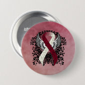 Badge Rond 7,6 Cm Ruban de Bourgogne et d'ivoire avec ailes (Devant & derrière)