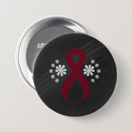 Badge Rond 7,6 Cm Ruban de sensibilisation Chalkboard Bourgogne (Devant & derrière)