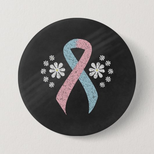 Badge Rond 7,6 Cm Ruban de sensibilisation rose et bleu clair du tab (Devant)