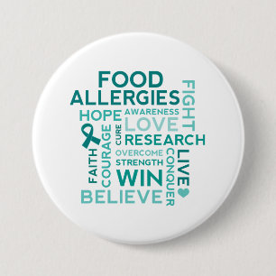 Badge Rond 7,6 Cm Ruban de Teal d'allergies alimentaires