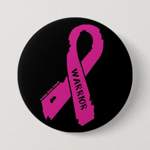 Badge Rond 7,6 Cm Ruban déchiré/guerrier...Cancer du sein