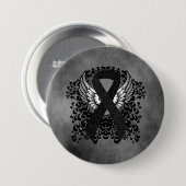 Badge Rond 7,6 Cm Ruban noir avec ailes (Devant & derrière)