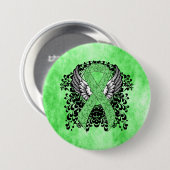 Badge Rond 7,6 Cm Ruban vert clair avec ailes (Devant & derrière)