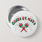 Badge Rond 7,6 Cm Rubans & Maracas - (Devant & derrière)