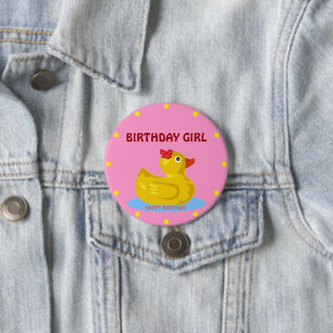 Badge Rond 7,6 Cm Rubber Ducky "Birthday Girl"