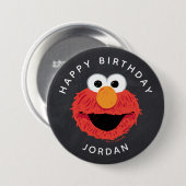 Badge Rond 7,6 Cm Rue Sésame | Elmo Birthday Chalkboard (Devant & derrière)
