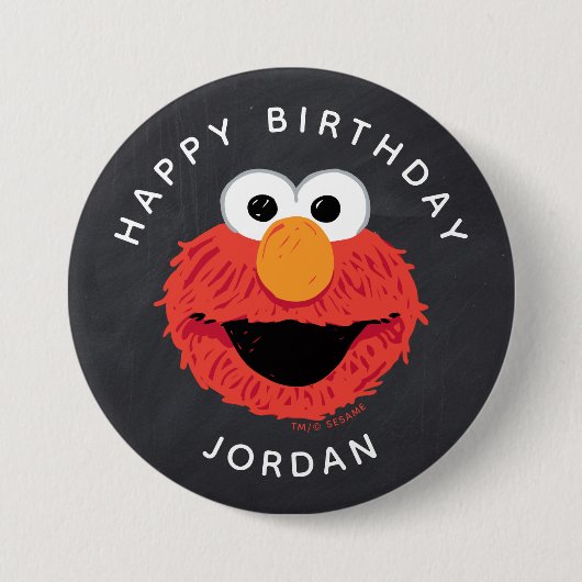 Badge Rond 7,6 Cm Rue Sésame | Elmo Birthday Chalkboard (Devant)