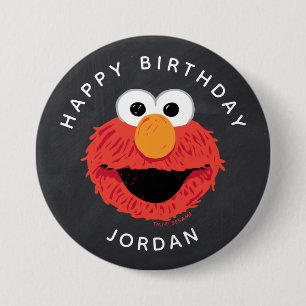 Badge Rond 7,6 Cm Rue Sésame Elmo Birthday Chalkboard