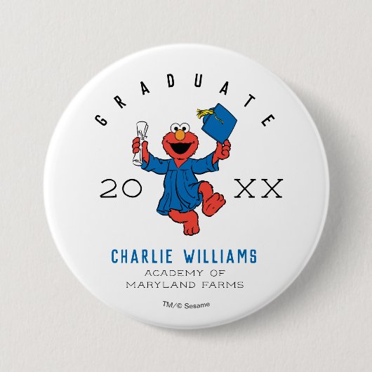 Badge Rond 7,6 Cm Rue Sésame | Elmo Preschool Graduate (Devant)
