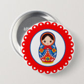 Badge Rond 7,6 Cm Russian Nesting Doll Matryoshka Button (Devant & derrière)