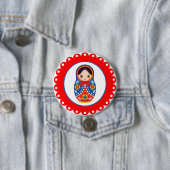 Badge Rond 7,6 Cm Russian Nesting Doll Matryoshka Button (En situation)