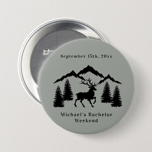Badge Rond 7,6 Cm Rustic Grey Chasse Bachelor Week-end (Devant & derrière)