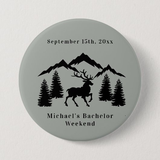 Badge Rond 7,6 Cm Rustic Grey Chasse Bachelor Week-end (Devant)