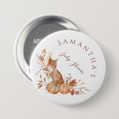 Badge Rond 7,6 Cm Rustic Woodland Fox Pumpkin Baby Shower (Devant & derrière)