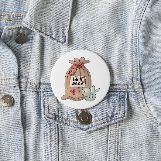 Badge Rond 7,6 Cm Sac à graines d'oiseaux avec cou et coeur