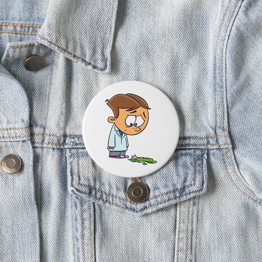 Badge Rond 7,6 Cm Sad Boy Scientist avec Broken Experiment