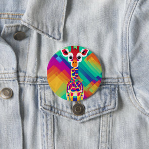 Badge Rond 7,6 Cm Safari Geometrical Colorful Baby Giraffe