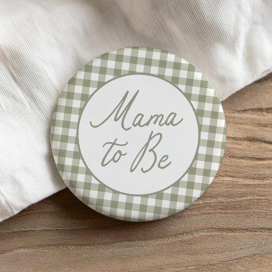 Badge Rond 7,6 Cm Sage Green En vichy Baby shower Mama à être