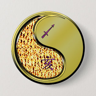 Badge Rond 7,6 Cm Sagittaire & Métal Sanglier